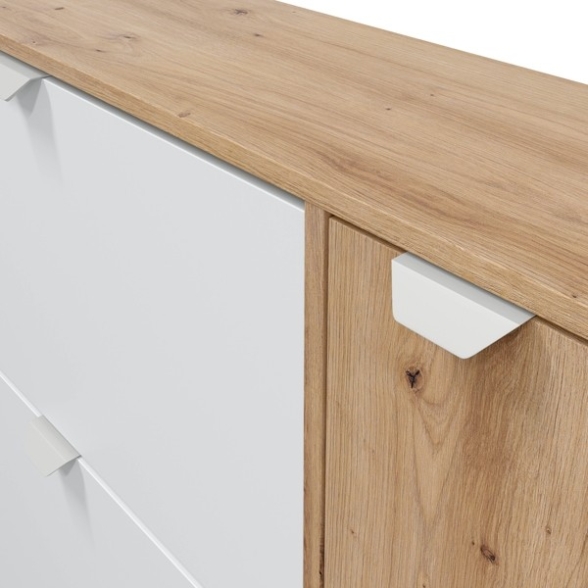 Scarpiera 3 Ribalte Doppia Profondità Con Anta 30 Paia Rovere E Bianco