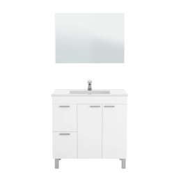 Mobile Da Bagno 80 Cm Con Lavabo E Specchio Aktiva Bianco