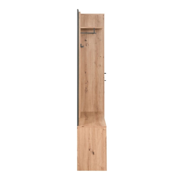 Mobile Ingresso 120 Cm Panca E Specchio Medan Quercia E Antracite