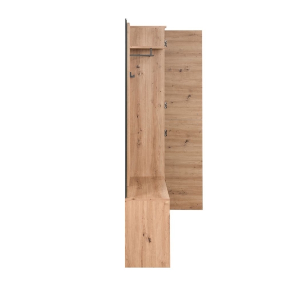 Mobile Ingresso 120 Cm Panca E Specchio Medan Quercia E Antracite