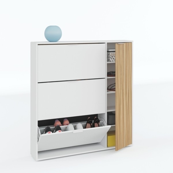 Scarpiera Industriale Relaxdays Con 3 Ante – 140×60×24 Cm, 14 Paia, Divisori Regolabili, Vano A Giorno, Marrone, Per Corridoi Stretti