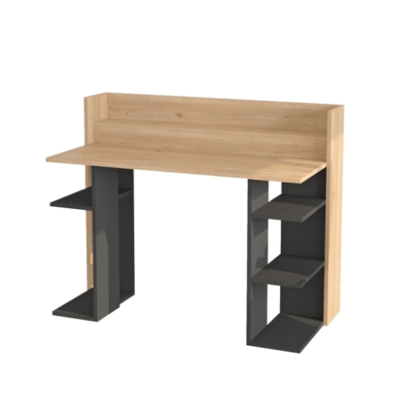 Scrivania Porta PC 120 Cm Ripiani Laterali Pixel Rovere E Antracite
