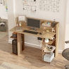 Scrivania Porta PC 120x58x98 Con Ripiani Laterali Pixel Rovere E Rosso