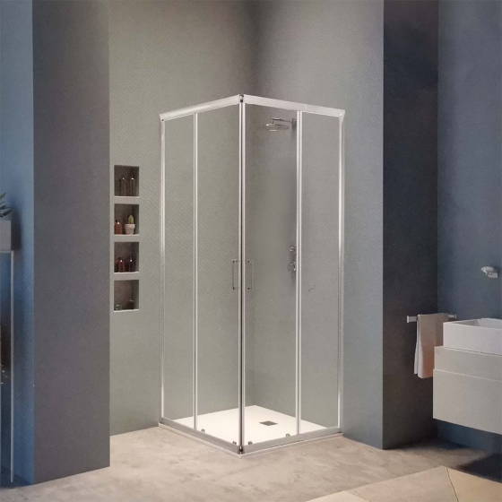 BERNSTEIN - Cabina Doccia Angolare In Vetro 8mm, 1 Porta A Battente, Angolo Sinistro, Profilo - Foto 11