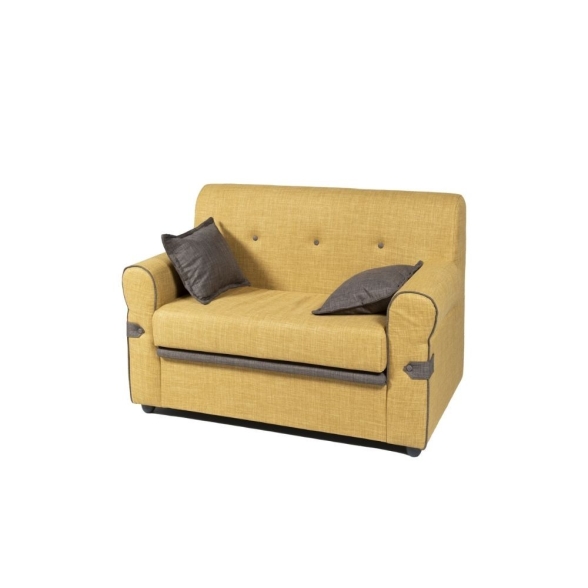 Divano 2 Posti Con Braccioli 116x72x84 Tessuto Senape Tokyo