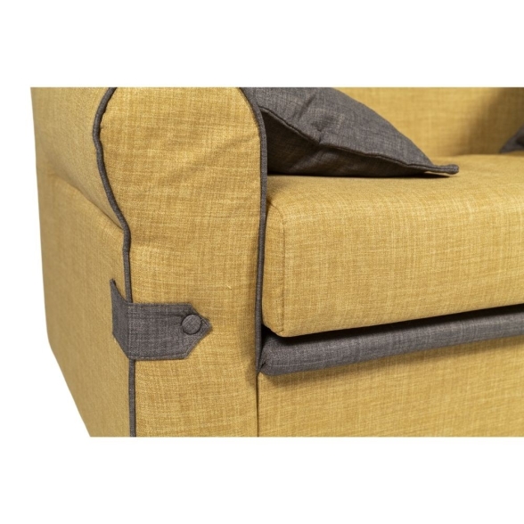 Divano 2 Posti Con Braccioli 116x72x84 Tessuto Senape Tokyo