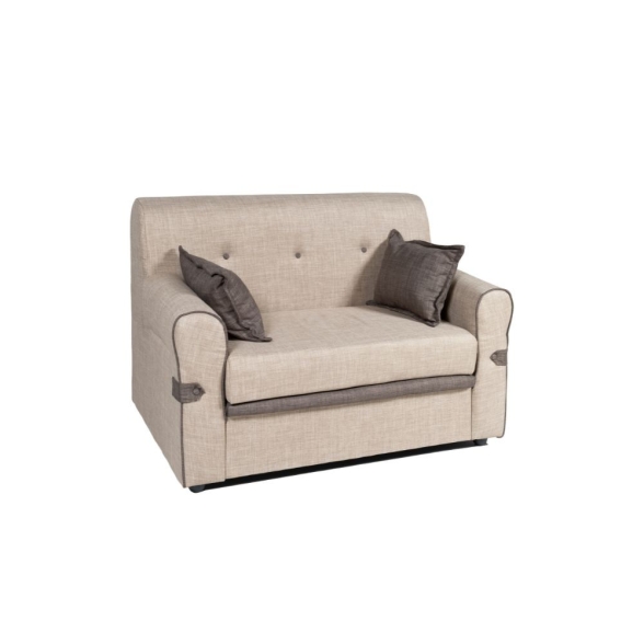 Divano 2 Posti Con Braccioli 116x72x84 Tessuto Cappuccino Tokyo