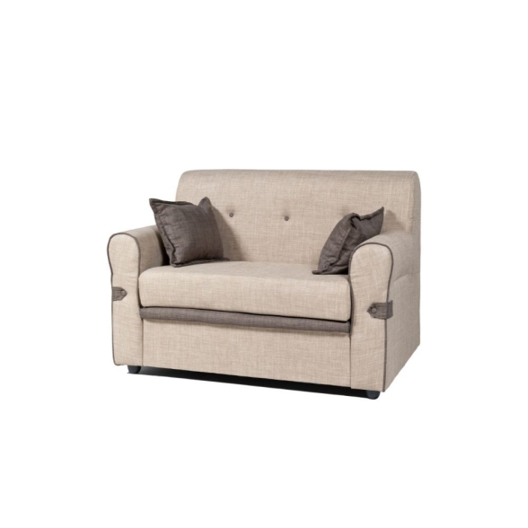 Divano 2 Posti Con Braccioli 116x72x84 Tessuto Cappuccino Tokyo