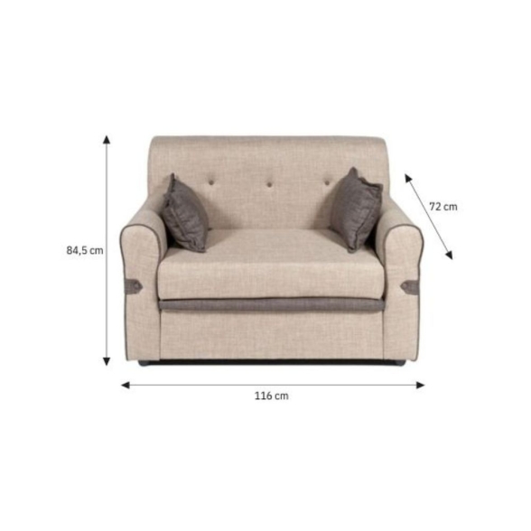 Divano 2 Posti Con Braccioli 116x72x84 Tessuto Cappuccino Tokyo