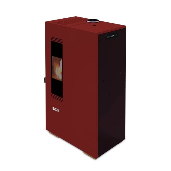 Stufa a pellet ad aria 5 kW ventilazione frontale Mini King 5 bordeaux