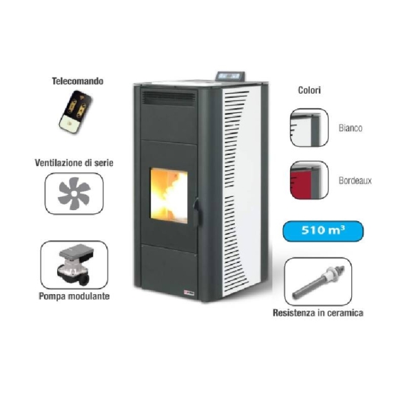 Termostufa a pellet 23.1 kW King 24 Idro bordeaux