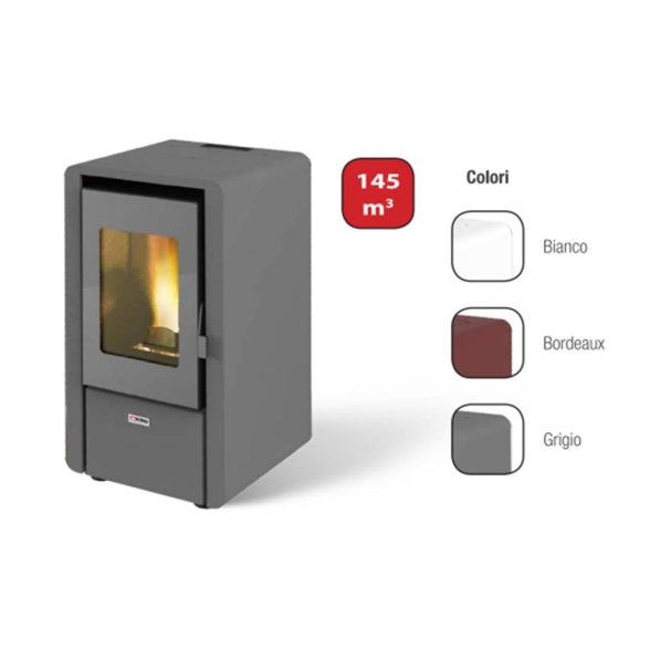 Stufa a pellet ad aria 6.15 kW King 60 bianco per ambienti fino a 55 mq