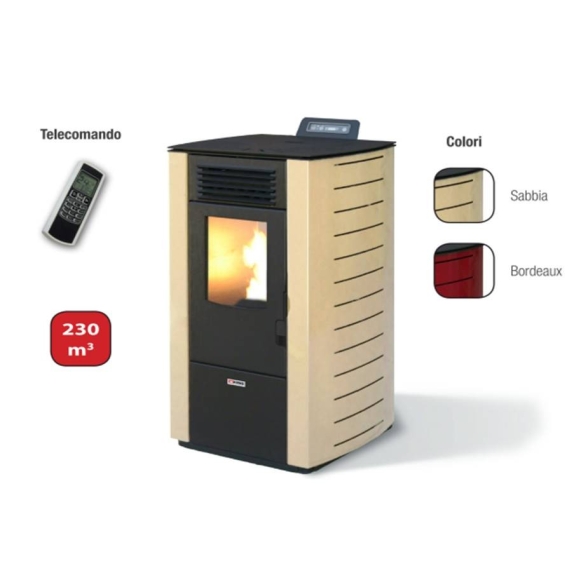 Stufa a pellet ad aria 10.1 kW con ventilazione frontale King 118 bordeaux