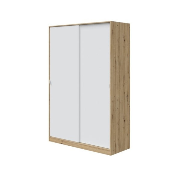 Armadio Guardaroba Appendiabiti 2 Ante Scorrevoli 120 Cm Rovere Nodi Bianco TOP120W
