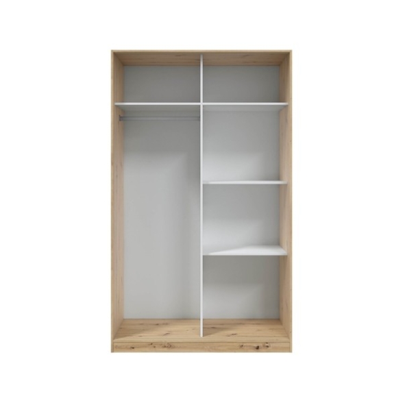 Armadio Guardaroba Appendiabiti 2 Ante Scorrevoli 120 Cm Rovere Nodi Bianco TOP120W