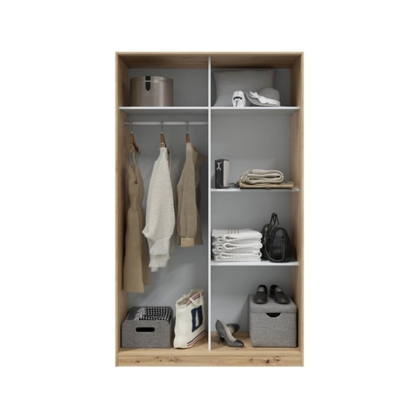 Armadio Guardaroba Appendiabiti 2 Ante Scorrevoli 120 Cm Rovere Nodi Bianco TOP120W
