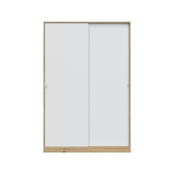 Armadio Guardaroba Appendiabiti 2 Ante Scorrevoli 120 Cm Rovere Nodi Bianco TOP120W