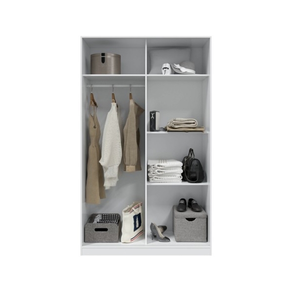 Armadio Guardaroba Appendiabiti 2 Ante Scorrevoli 120 Cm Bianco Anticato TOP121A