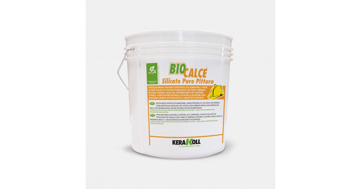 Pittura a base di puro silicato Kerakoll Biocalce Silicato Puro Pittura 4 lt 12816 bianco