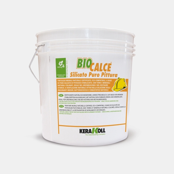 Pittura a base di puro silicato Kerakoll Biocalce Silicato Puro Pittura 4 lt 12816 bianco