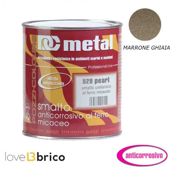 Smalto al ferro micaceo 0,75 lt Colore Marrone ghiaia - Metal 528 Pozzi