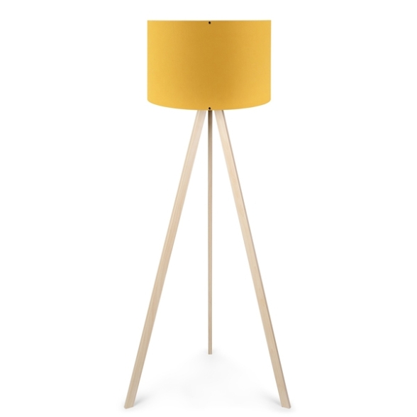 Lampada Treppiede Da Pavimento 38x140 Cm Design Moderno 60W Crema E Giallo