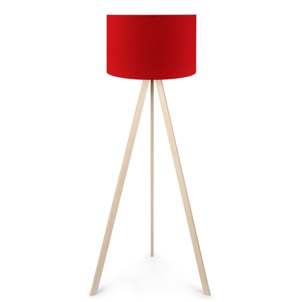 Lampada Treppiede Da Pavimento 38x140 Cm Design Moderno 60W Crema E Rosso