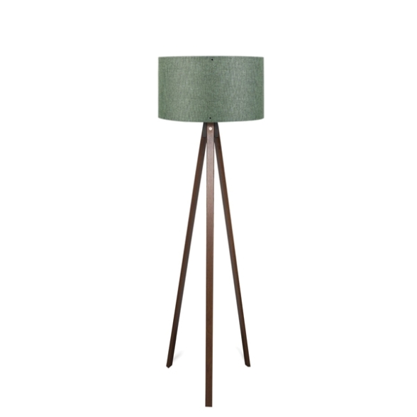 Lampada Treppiede Da Pavimento 38x140 Cm Design Moderno 60W Marrone E Verde