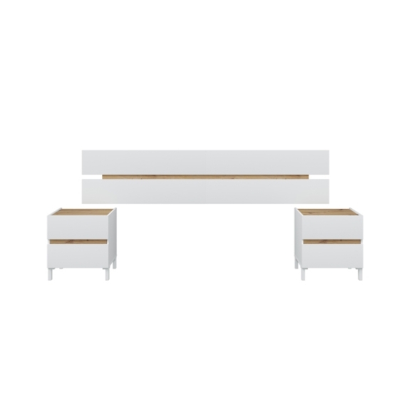 Testiera + 2 Comodini Tempus Bianco Artik E Rovere Nodi 0W6079A