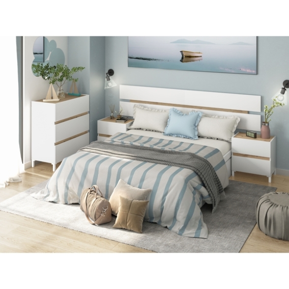 Testiera + 2 Comodini Tempus Bianco Artik E Rovere Nodi 0W6079A