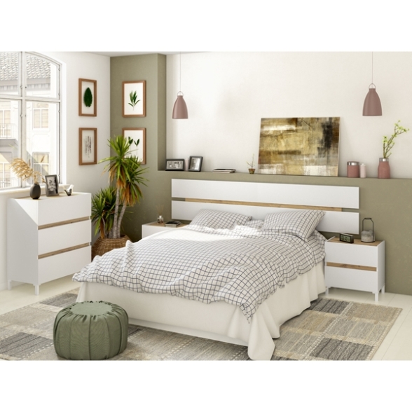 Testiera + 2 Comodini Tempus Bianco Artik E Rovere Nodi 0W6079A