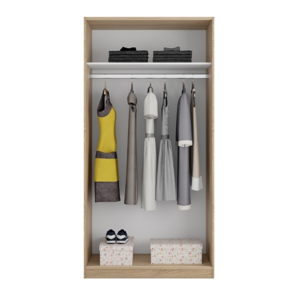 Armadio Guardaroba 2 Ante Scorrevoli 100x50x200 Rovere Effetto Legno Max