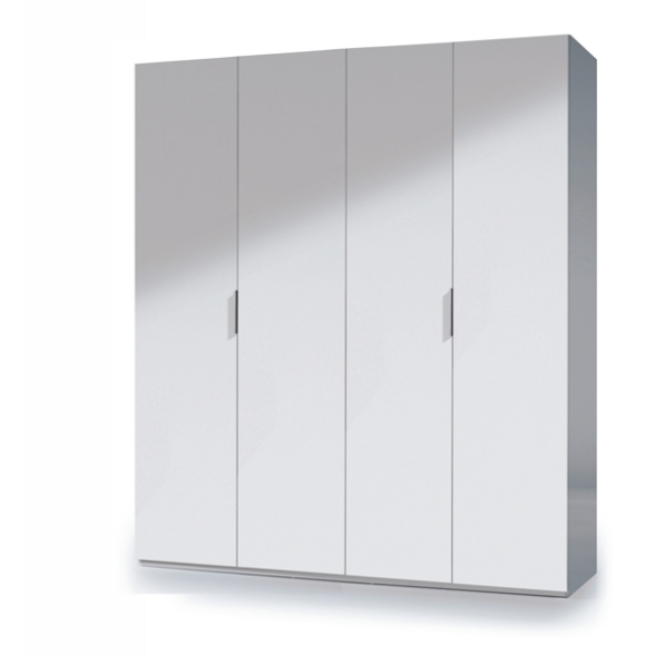 Armadio Guardaroba 4 Ante 180x52x200 Con Barre Appendiabiti MAX Bianco Lucido