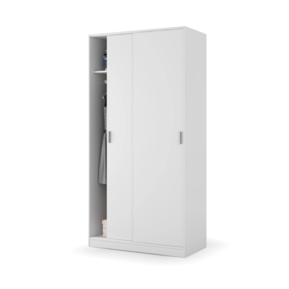 Armadio Guardaroba 2 Ante Scorrevoli 100x50x200 Bianco Opaco Max