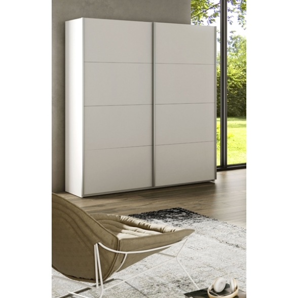 Armadio Guardaroba 2 Ante Scorrevoli 150x60x200 Bianco Opaco Morgan