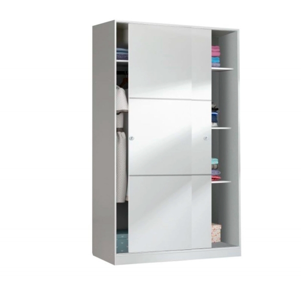 Armadio Guardaroba Appendiabiti 2 Ante Scorrevoli Bianco Lucido Top