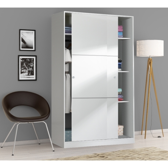 Armadio Guardaroba Appendiabiti 2 Ante Scorrevoli Bianco Lucido Top