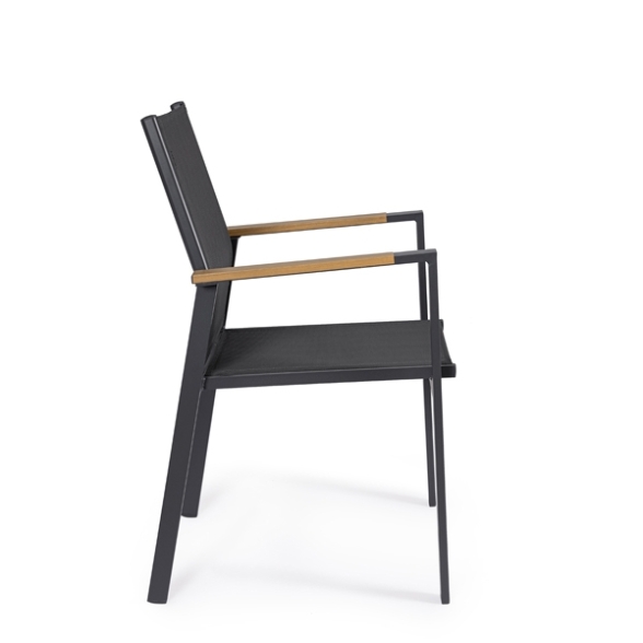Sedia Con Braccioli In Alluminio E Textilene Heta Antracite Bizzotto