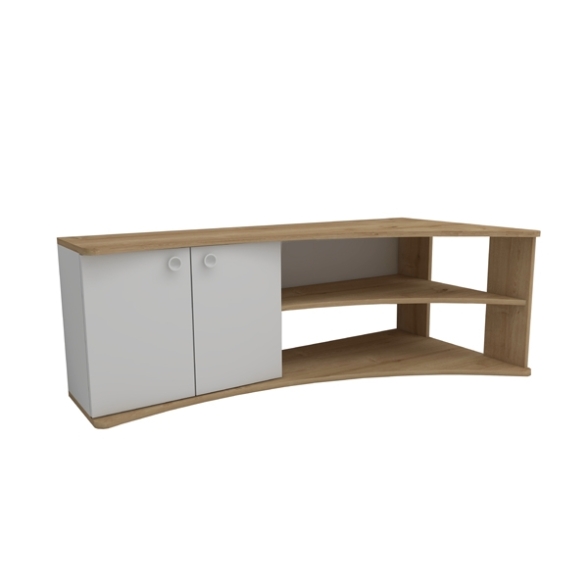 Mobile TV Ad Angolo Design Curvo Con 2 Ante Doris Rovere E Bianco