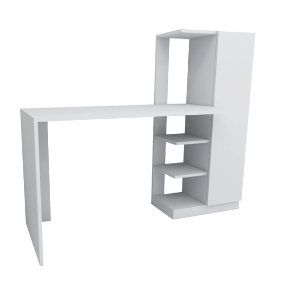 Scrivania Libreria 150x55x120H Con Anta Laterale Ryan Bianca