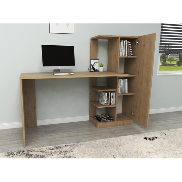 Scrivania Libreria 150x55x120H Con Anta Laterale Ryan Rovere