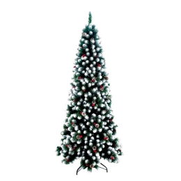 Albero di natale artificiale decorato con pigne e bacche 210 cm Parigi 895 rami