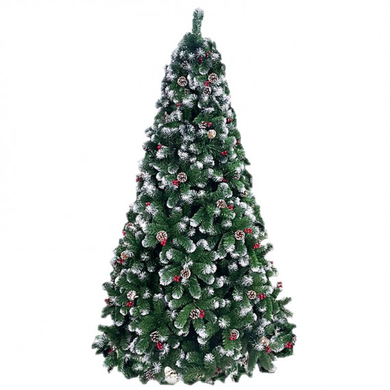 Albero di Natale abete artificiale bianco innevato 210 cm Fiocco