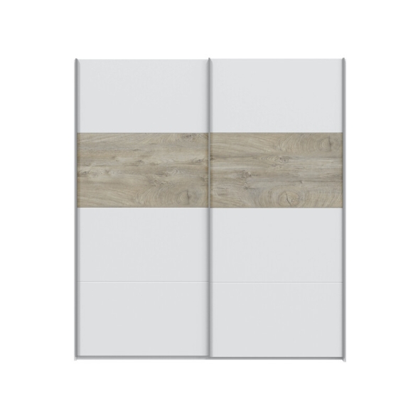 Armadio 2 Ante Scorrevoli 180x60x200 Bianco E Rovere ARM182