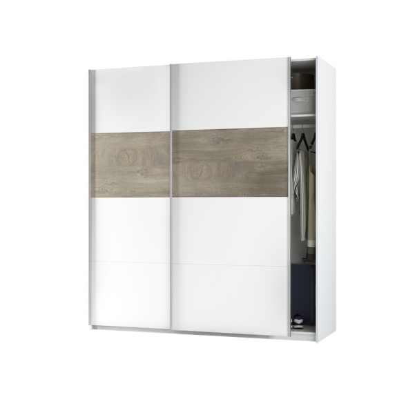 Armadio 2 Ante Scorrevoli 180x60x200 Bianco E Rovere ARM182