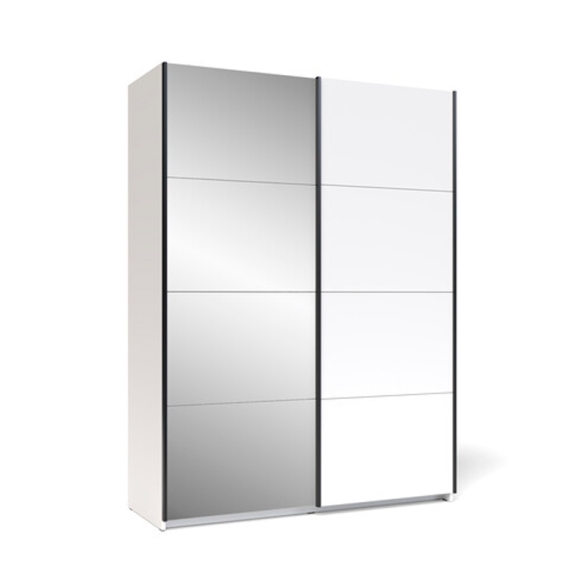 Guardaroba 2 Ante Scorrevoli Con Specchio 150x58x204 Cm Smart Bianco