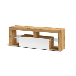 Mobile TV Da Terra 140x35x50 Cm Bianco e Rovere Wotan HUGO