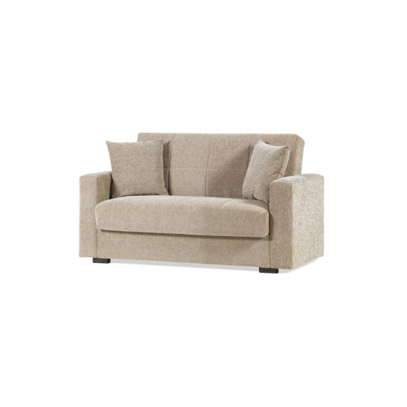 Divano Contenitore 2 Posti 155x80x87 Cm In Tessuto Beige Nora Lumos