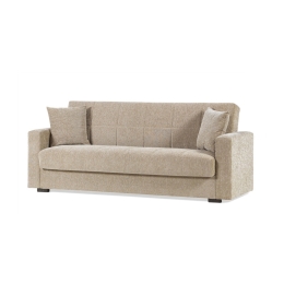 Divano Letto 3 Posti Contenitore 212x80x87 Tessuto Beige Nora Lumos