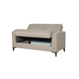 Divano 2 Posti Con Cassettone 152x87x90 Tessuto Beige Bravo Bacos